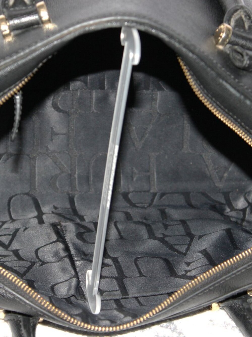 Furla Black Leather Satchel Top Handle Bag w/ Shoulder Strap Gold Hardware - Picture 6 of 12